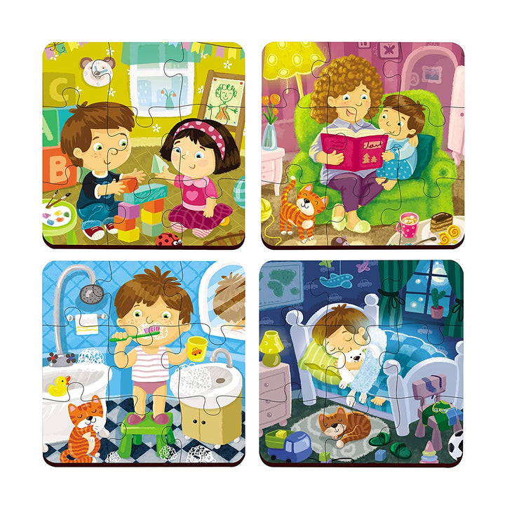 Webby 4 in 1 Everyday Life Wooden Puzzle Toy, 36 Pcs
