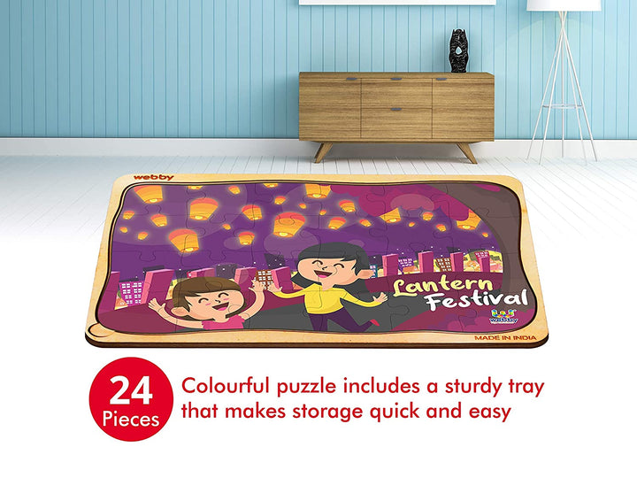 Webby Lantern Festival Wooden Jigsaw Puzzle, 24pcs, Multicolor