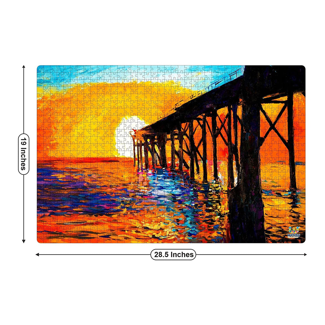 Webby Sunset Over The Bridge Wooden Jigsaw Puzzle, 1000 Pieces