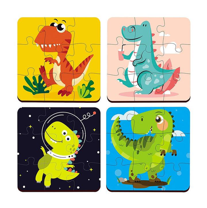 Webby 4 in 1 Dinosaur Wooden Puzzle Toy, 36 Pcs
