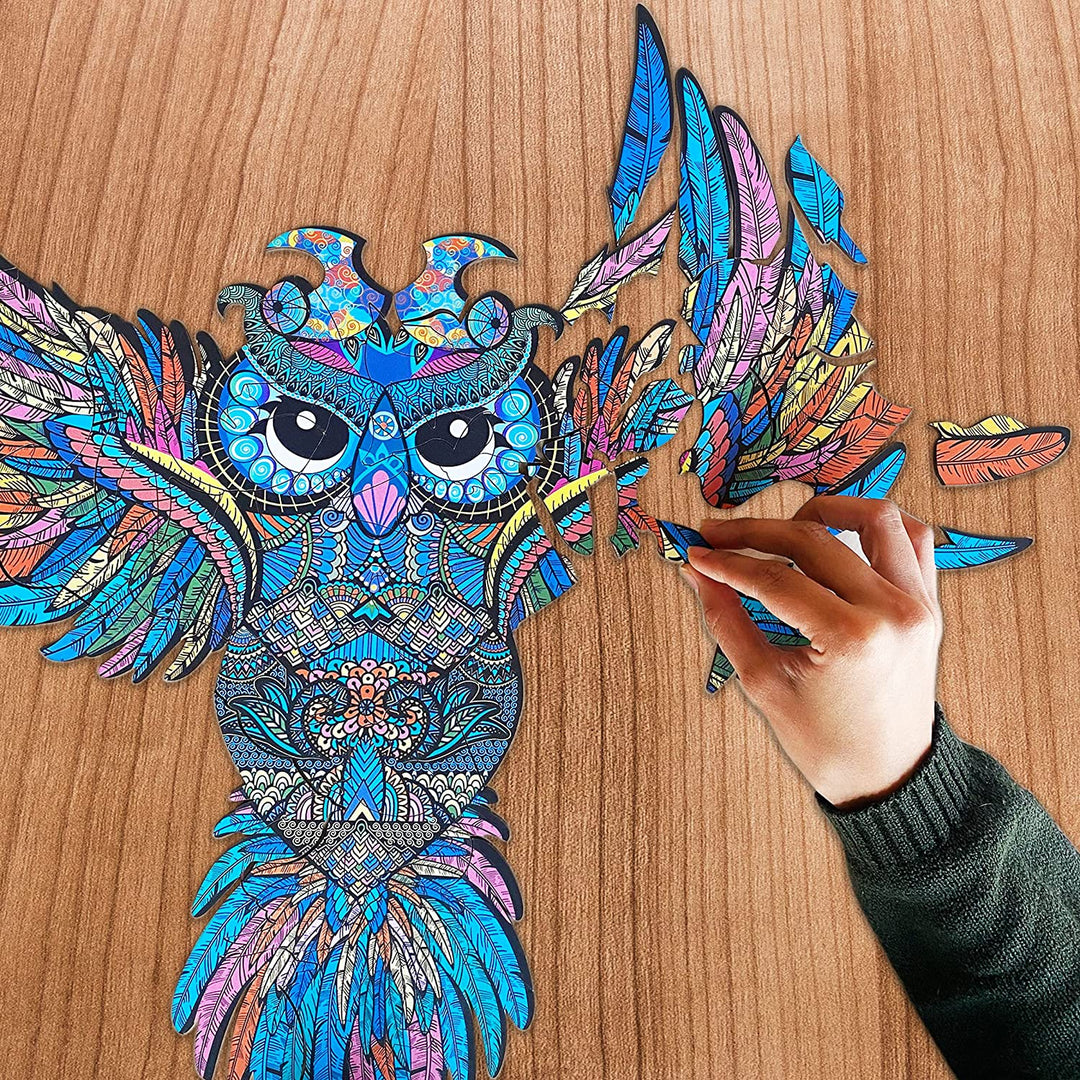 Webby Colourful Owl Wooden Puzzle for Kids, 100 Pieces