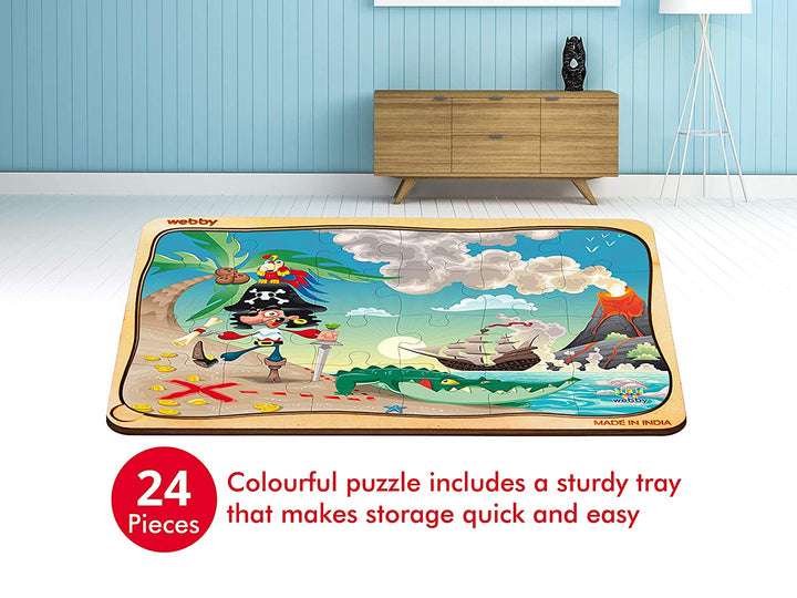Webby Pirate Scene Wooden Jigsaw Puzzle, 24pcs, Multicolor