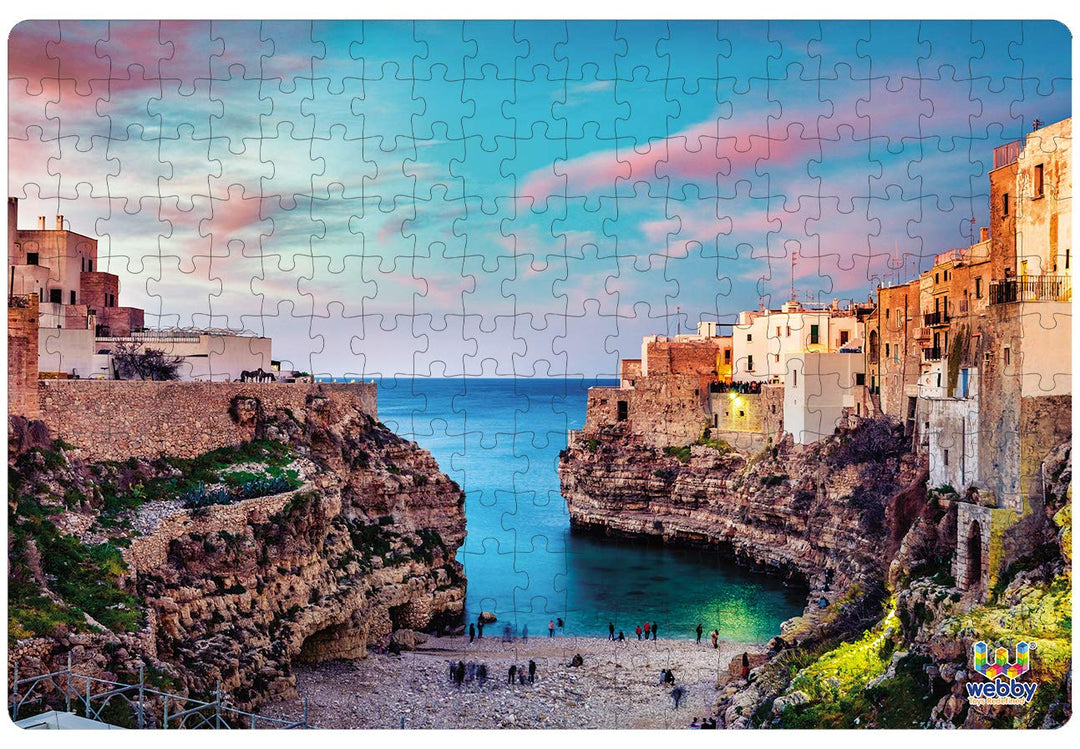 Webby Spectacular Cityscape of Polignano Wooden Jigsaw Puzzle, 252 pieces