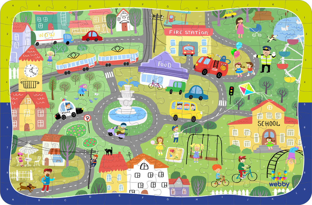 Webby Mini City Wooden Jigsaw Puzzle for 5 Year Old Boys & Girls, 108 Pcs