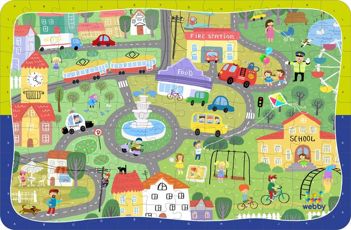 Webby Mini City Wooden Jigsaw Puzzle for 5 Year Old Boys & Girls, 108 Pcs