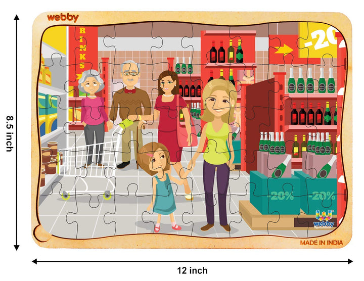 Webby Supermarket Wooden Floor Puzzle, 40 Pcs
