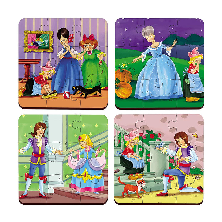 Webby 4 in 1 Wooden Cinderella Puzzle Toy, 36 Pcs