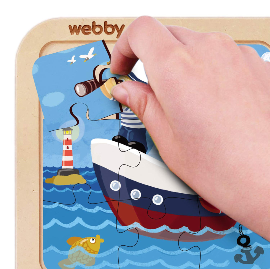 Webby 4 in 1 Vehicles Wooden Puzzle Toy, 36 Pcs