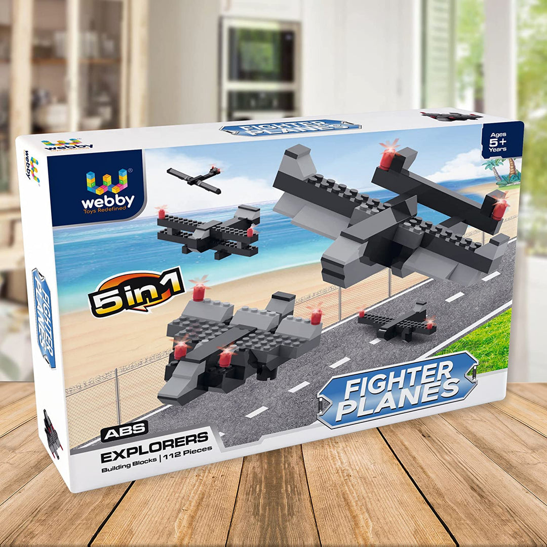 Webby 5 in 1 Fighter Planes ABS Building Blocks Kit (112 pcs)