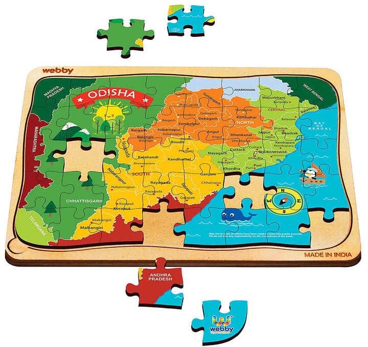 Webby Odisha Map Wooden Floor Puzzle, 40 Pcs