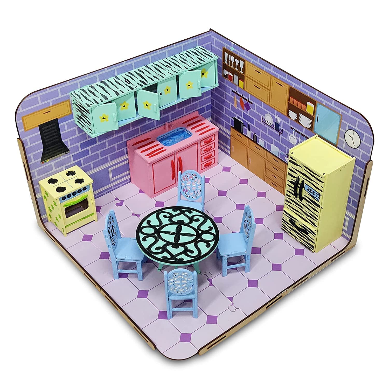 Webby Pre Assembled Paint Your Kitchen Furniture Wooden Dollhouse