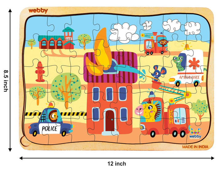 Webby Emergency Vehicle Wooden Floor Puzzle, 40 Pcs