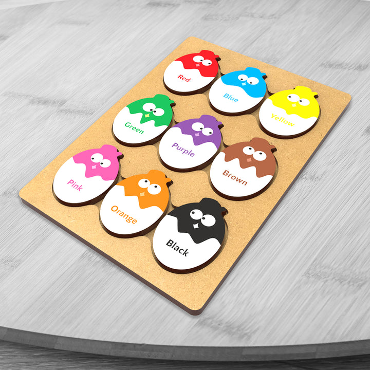 Webby Educational Egg Shaped Colours Wooden Puzzle, 9 Pcs