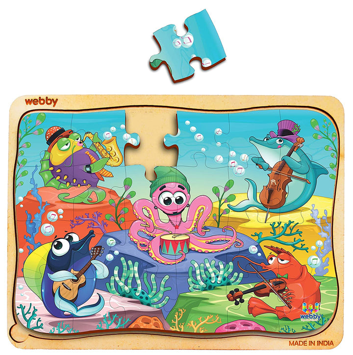 Webby Underwater Orchestra Wooden Jigsaw Puzzle, 24pcs, Multicolor