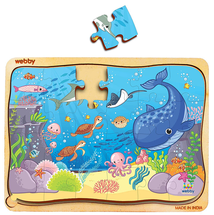Webby Underwater Animals Wooden Jigsaw Puzzle, 24pcs, Multicolor