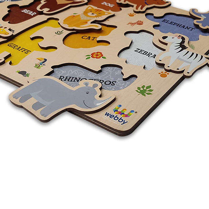 Webby Wooden Educational Colorful Fruits, Vegetables, Sea Animals, Public Transport, Shapes, Animals Puzzle, Set of 6