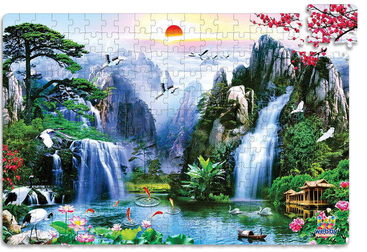 Webby High Mountains with Waterfall Wooden Jigsaw Puzzle, 252 pieces