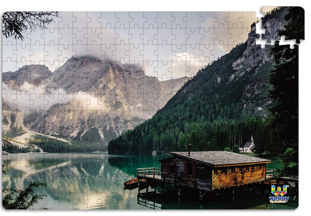 Webby Mountain Landscape with a Hut Wooden Jigsaw Puzzle, 252 pieces