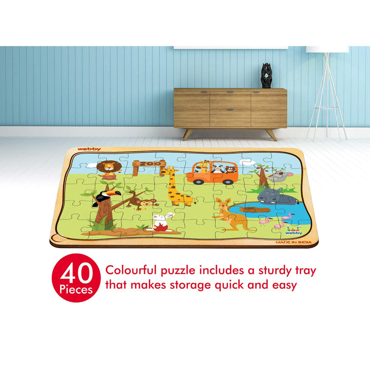 Webby Zoo Wooden Floor Puzzle, 40 Pcs