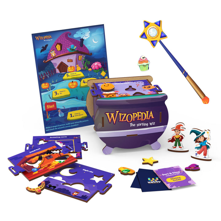 Webby DIY Wooden Wizopedia Find Match and Learn Game