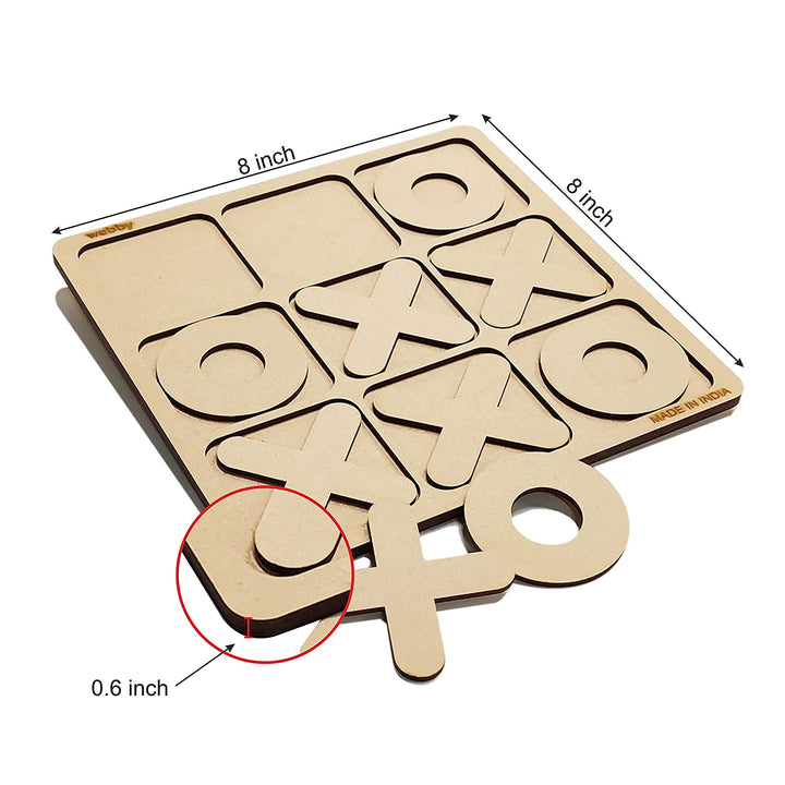 Webby Wooden Tic Tac Toe Classic Board Game - Brown