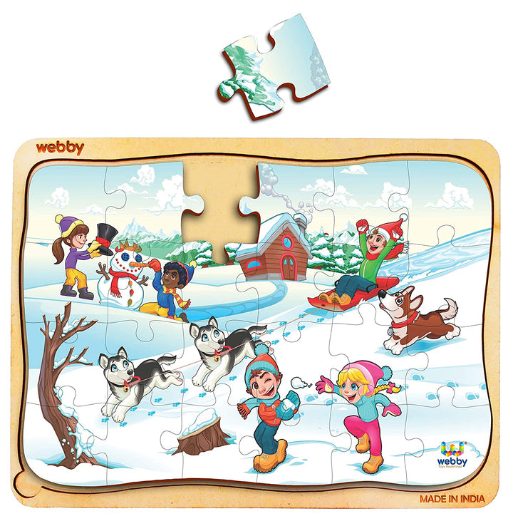 Webby Winter Scene Wooden Jigsaw Puzzle, 24pcs - Multicolor