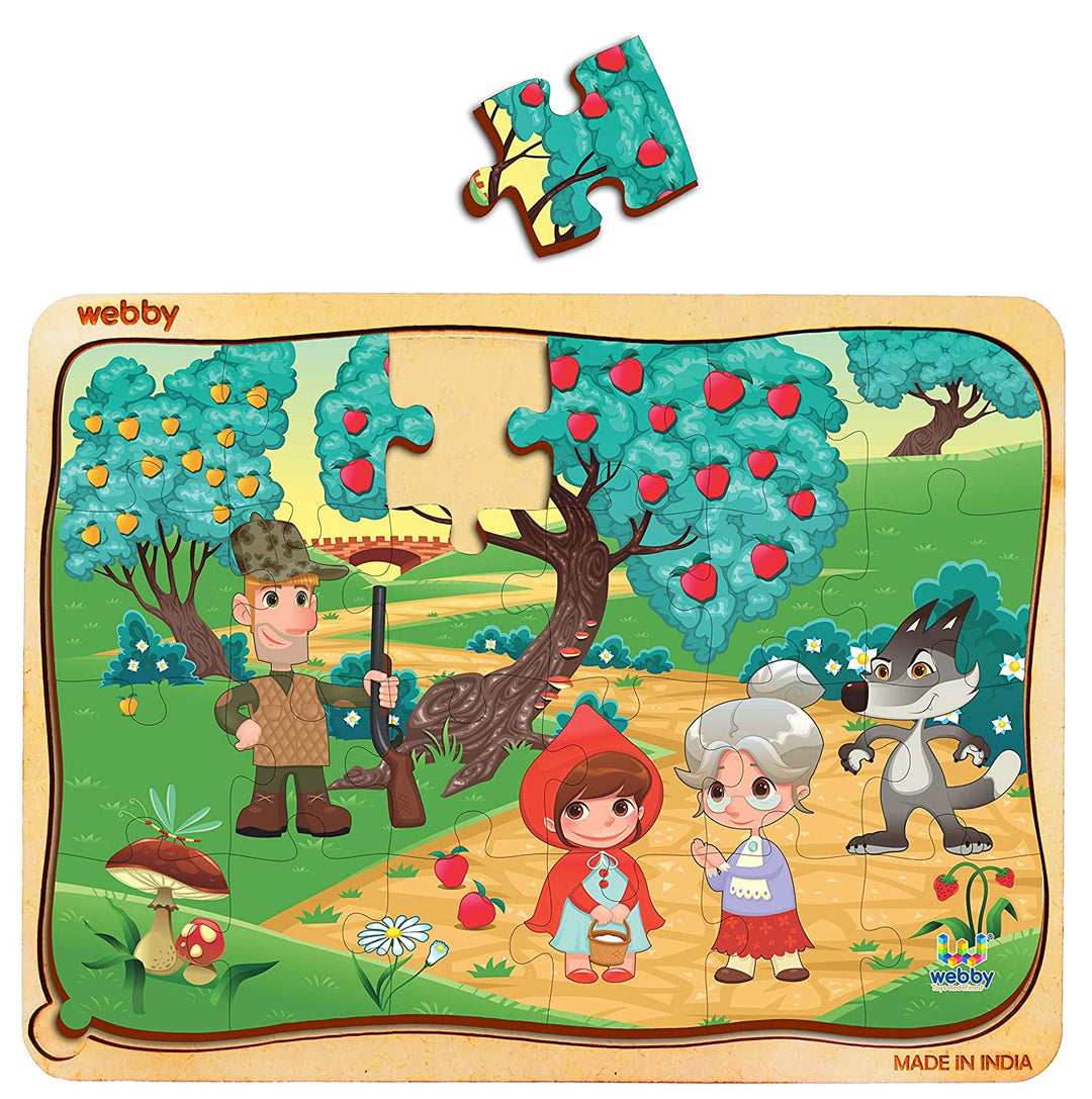 Webby Little Red Riding Hood Wooden Jigsaw Puzzle, 24pcs, Multicolor