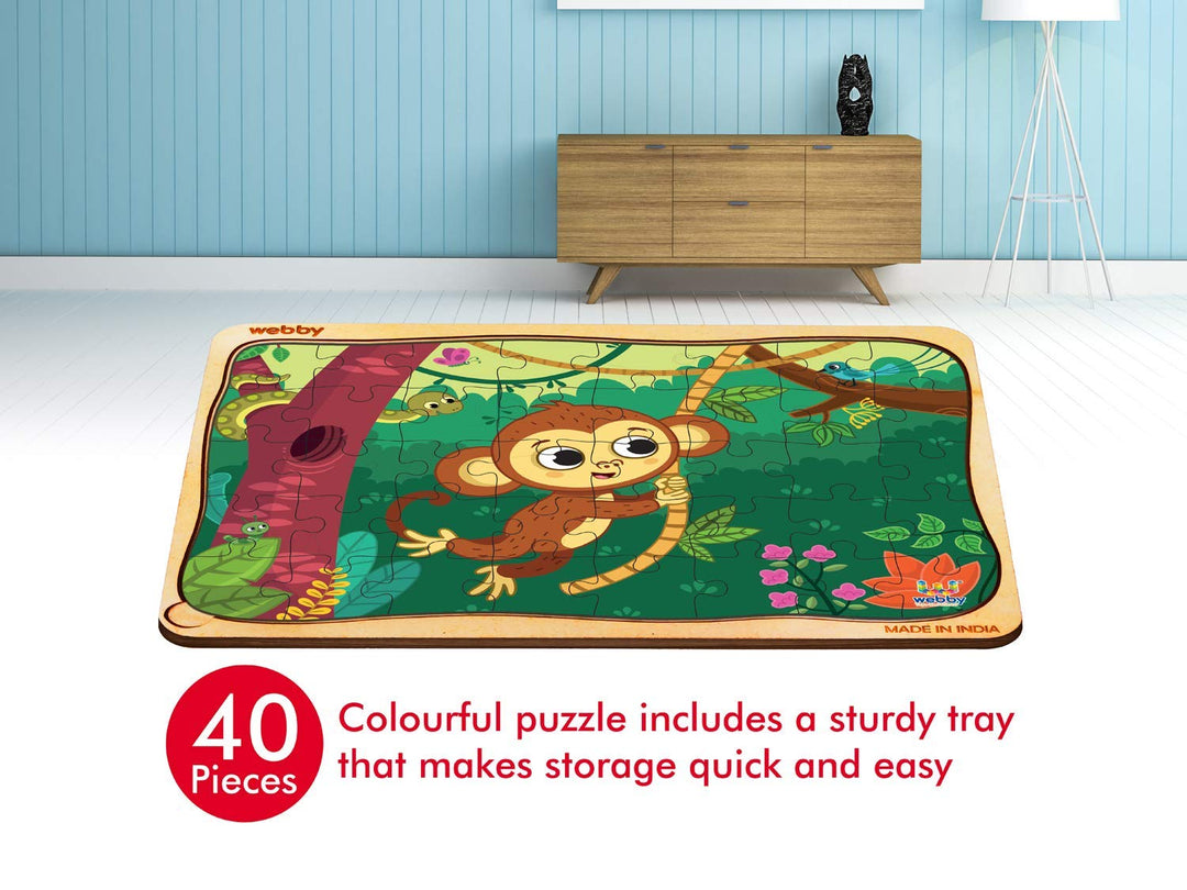 Webby Monkey in Jungle Wooden Floor Puzzle, 40 Pcs