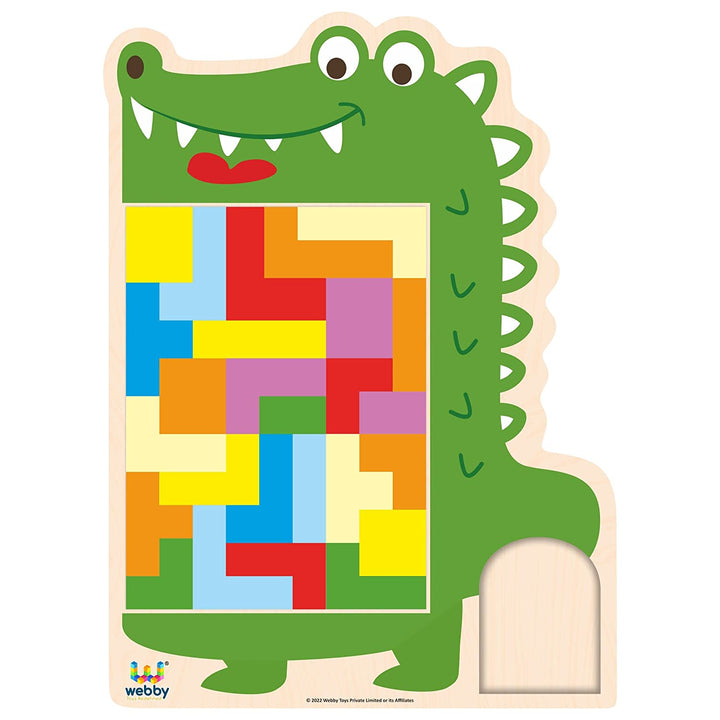 Webby Wooden Alligator Tetris Brain Teaser Puzzle