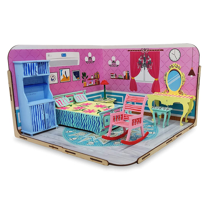 Webby Pre-Assembled Paint Your Bedroom Furniture Wooden Dollhouse