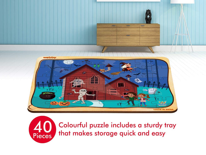 Webby Haunted House Wooden Floor Puzzle, 40 Pcs