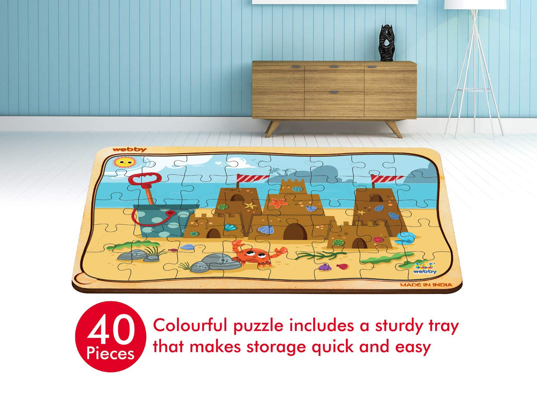 Webby Sand Castle Wooden Floor Puzzle, 40 Pcs
