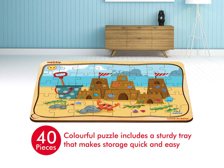 Webby Sand Castle Wooden Floor Puzzle, 40 Pcs