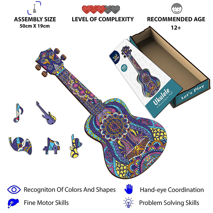 Webby Colourful Ukulele Guitar Jigsaw Puzzle 100 Pcs