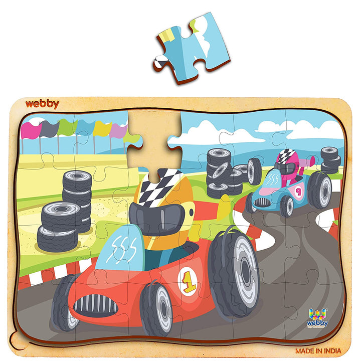Webby The Go Kart Racing Wooden Jigsaw Puzzle, 24Pcs, Multicolor