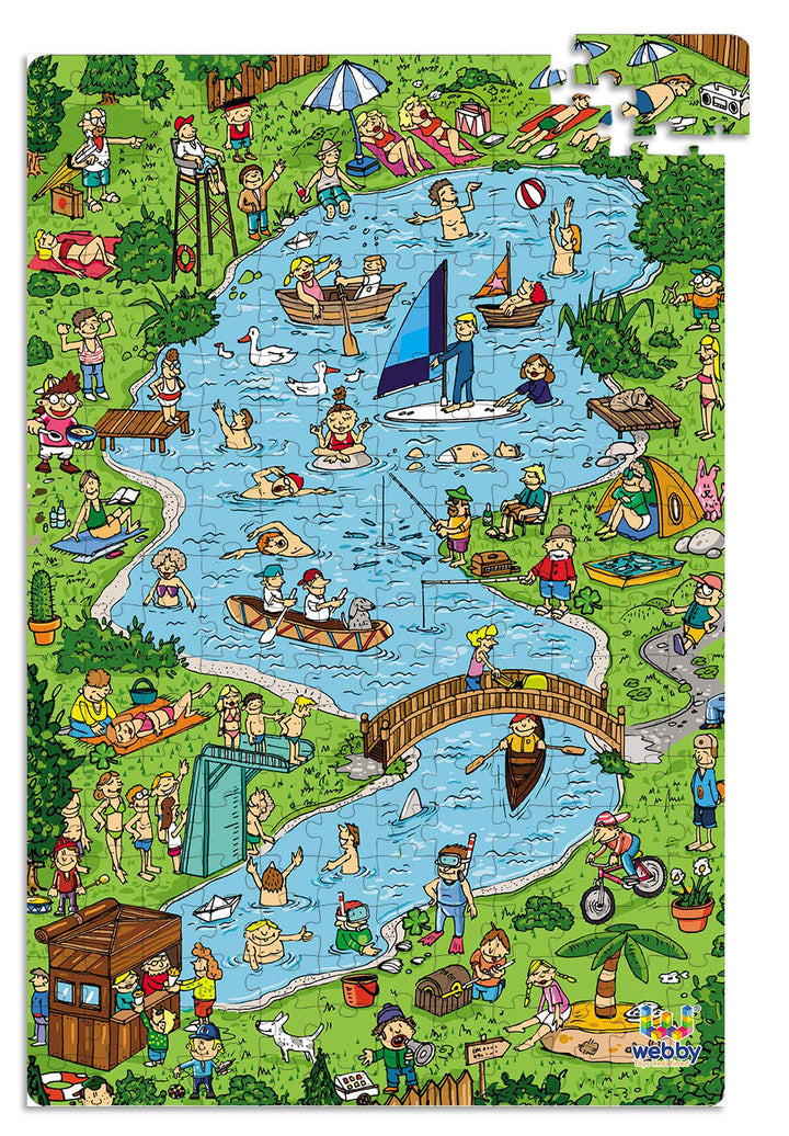 Webby Town Lake Illustration Jigsaw Puzzle, 252 pieces