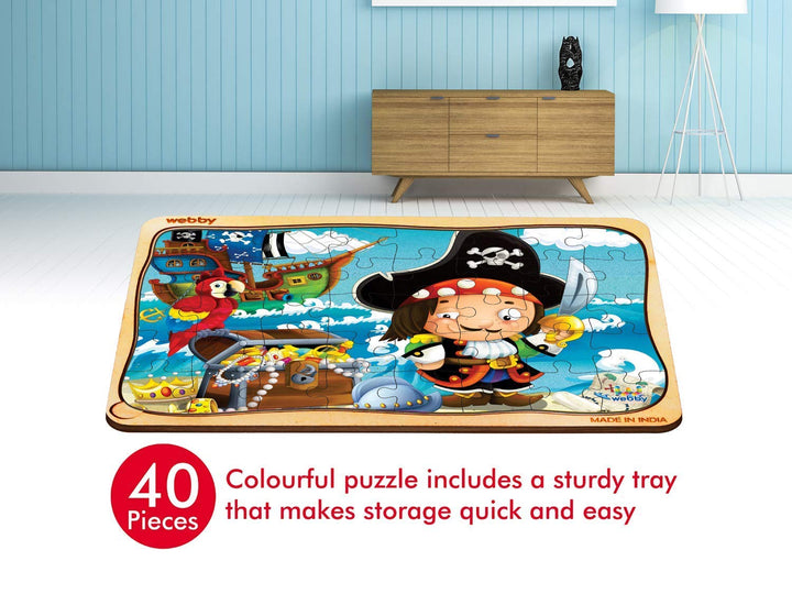 Webby The Pirates Treasure Hunt Wooden Floor Puzzle, 40 Pcs