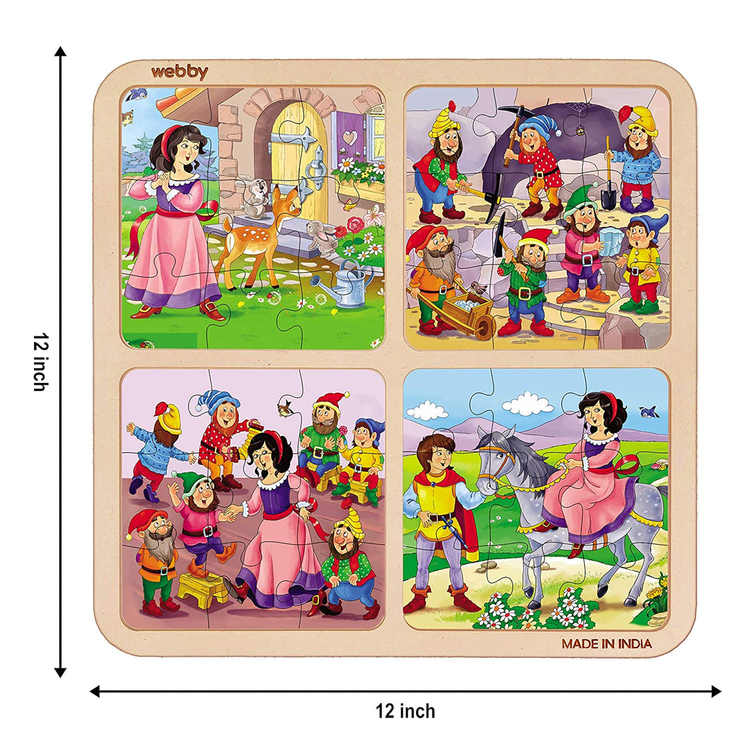 Webby 4 in 1 Snow White Wooden Puzzle Toy, 36 Pcs