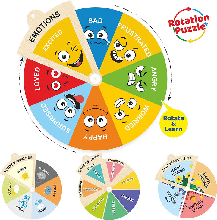 Webby Wooden Rotate and Learn Rotation Puzzle (Set of 4)