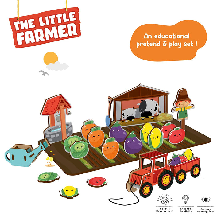 Webby Wooden The Little Farmer Game with Wholesome Farm Set