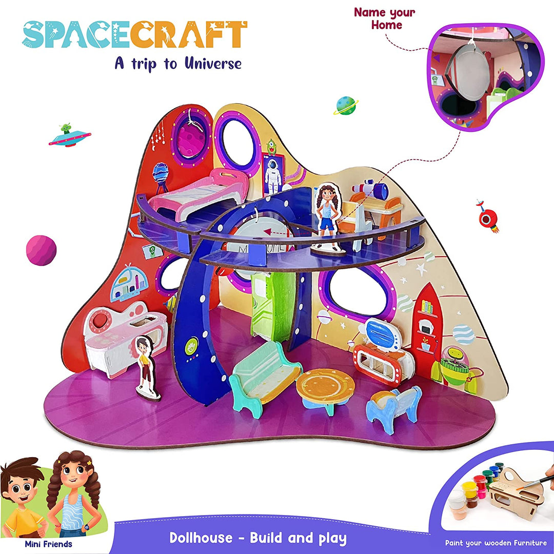 Webby Spacecraft Trip to Universe All Side Play Wooden Doll House