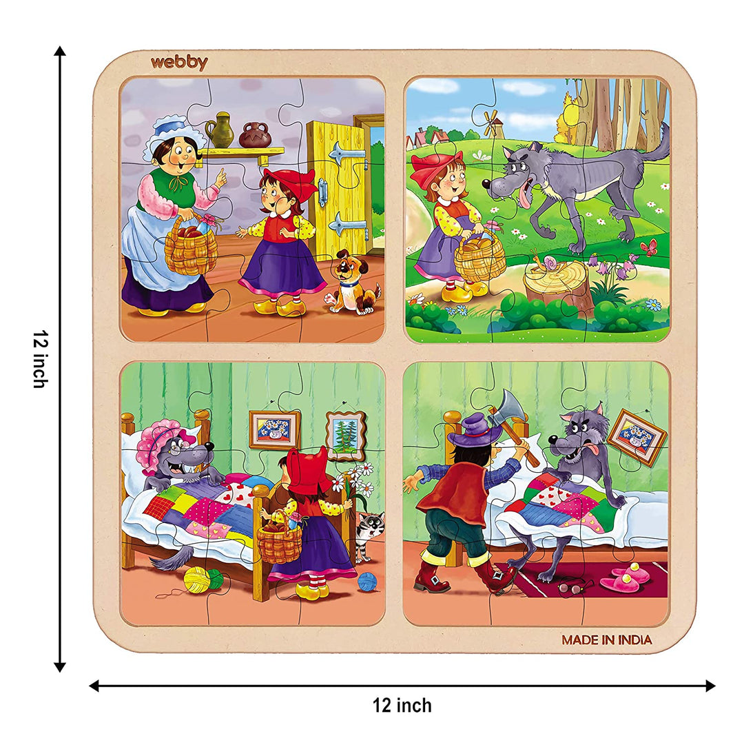 Webby 4 in 1 Red Riding Hood Wooden Puzzle Toy, 36 Pcs