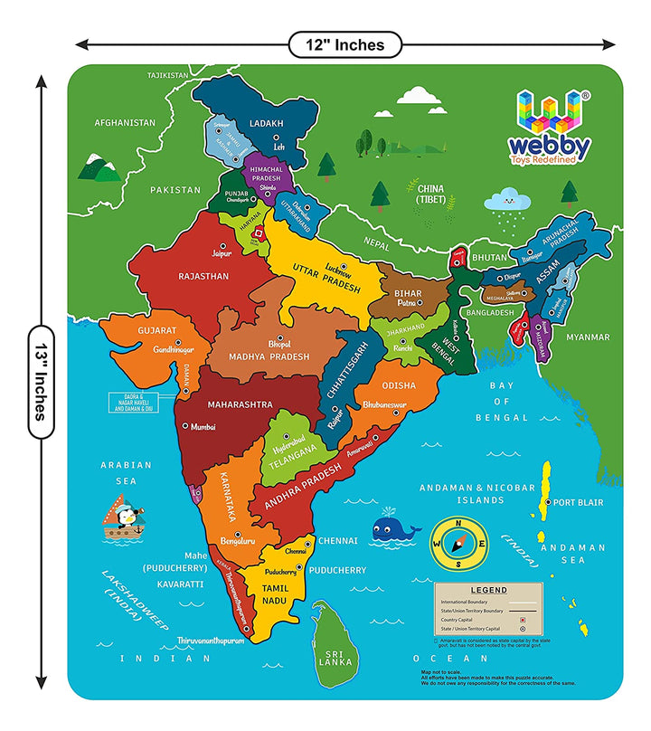 Webby Wooden Educational Learning India Map 3D Puzzle