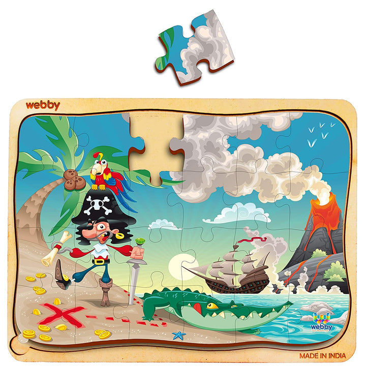 Webby Pirate Scene Wooden Jigsaw Puzzle, 24pcs, Multicolor