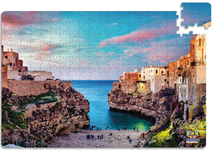 Webby Spectacular Cityscape of Polignano Wooden Jigsaw Puzzle, 252 pieces