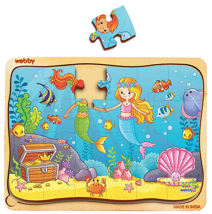 Webby The Two Little Mermaids Wooden Jigsaw Puzzle, 24pcs, Multicolor