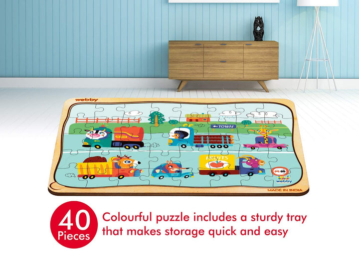Webby Kiddy Highway Wooden Floor Puzzle, 40 Pcs
