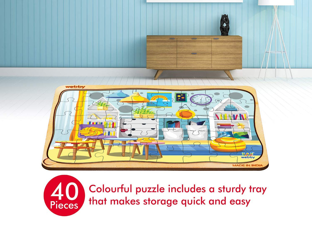 Webby Kids Room Wooden Floor Puzzle, 40 Pcs