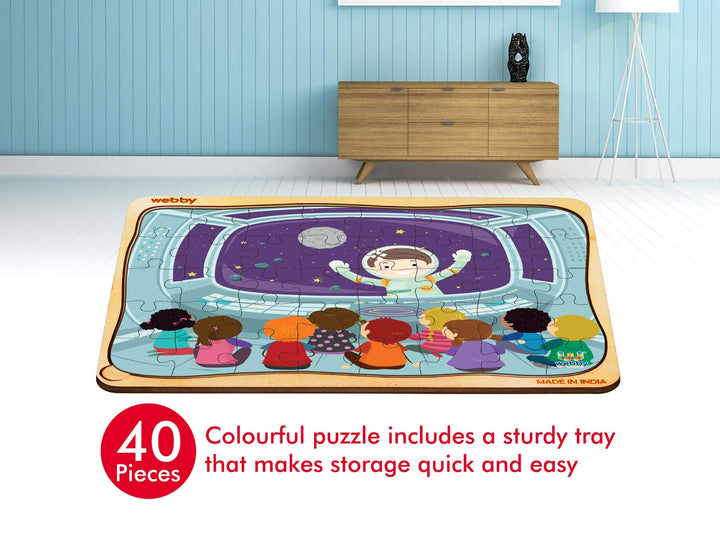 Webby Kids Space Ship Observing Wooden Floor Puzzle, 40 Pcs
