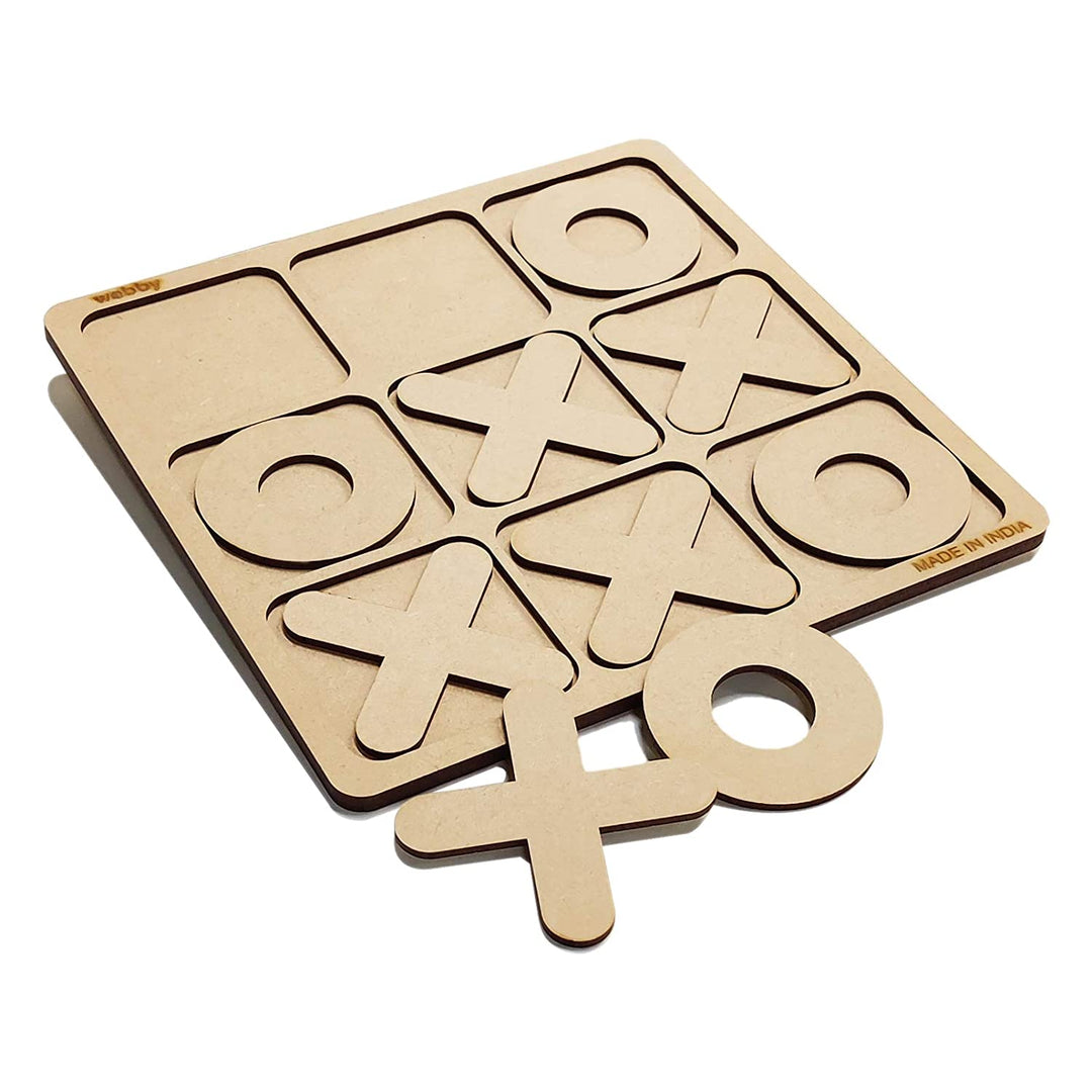 Webby Wooden Tic Tac Toe Classic Board Game - Brown